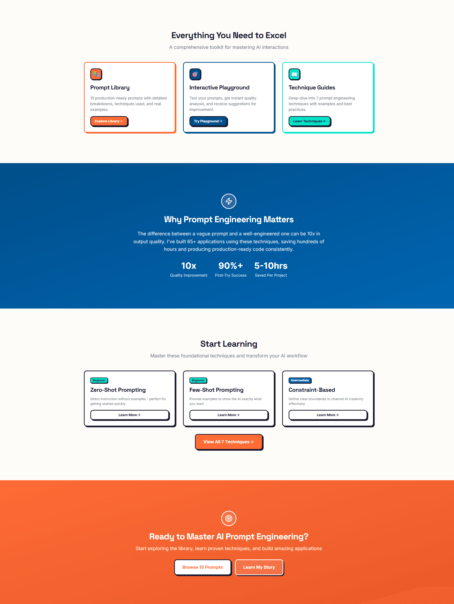 Original lower homepage sections with organized layout and consistent spacing throughout.