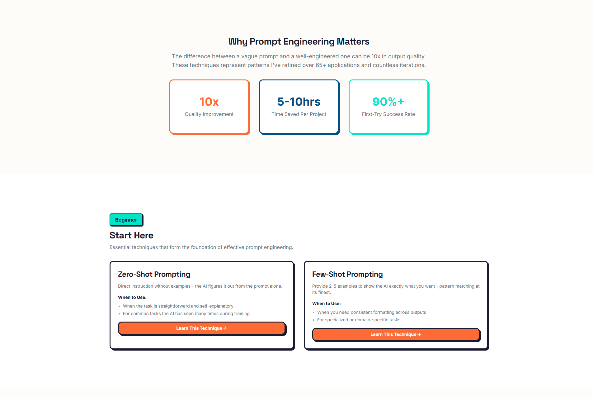 Original techniques page with clear visual hierarchy and organized content sections from top to bottom.